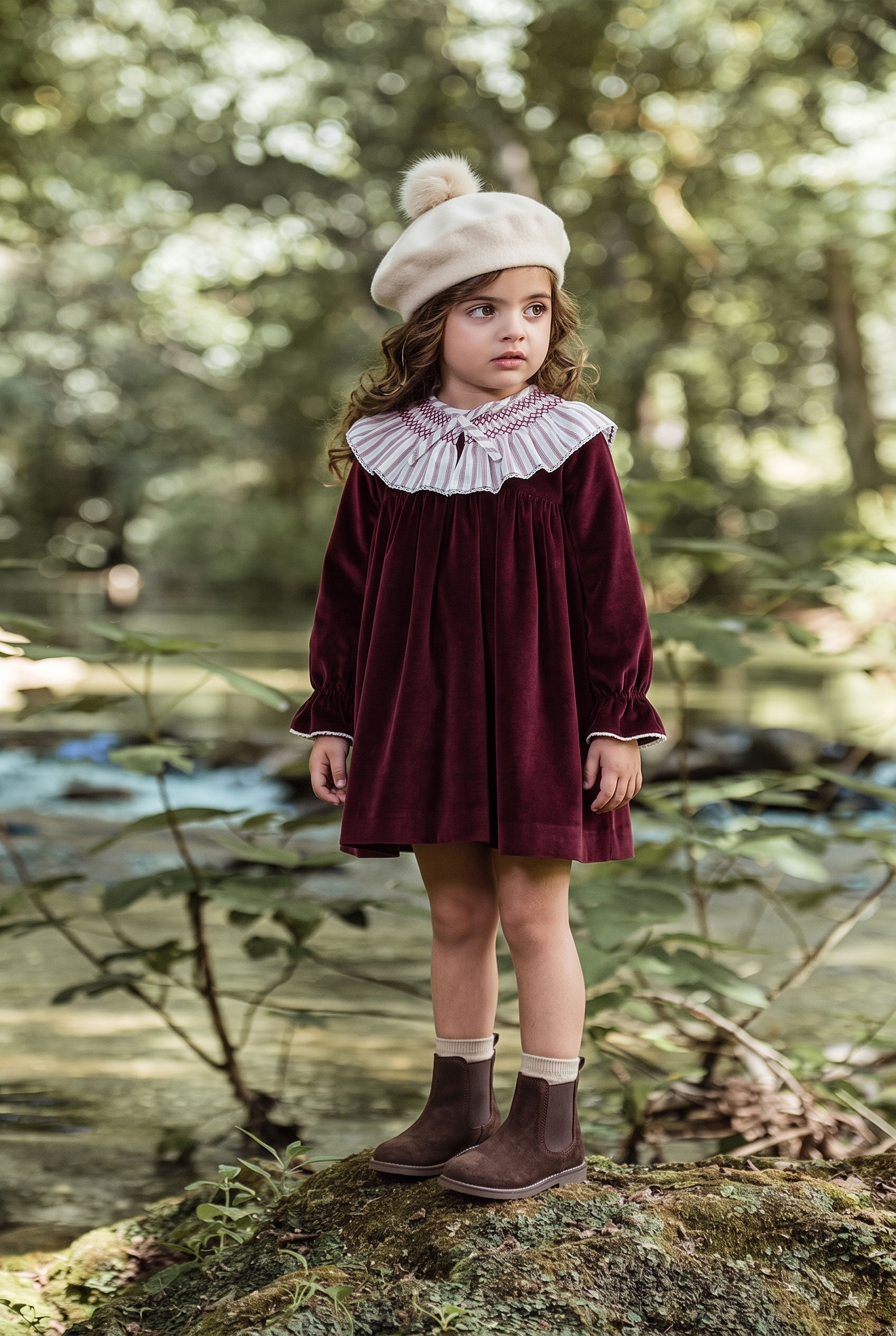 VESTIDO NIÑA INFANTIL "Familia AZAFRAN" ART.5153 Marta y Paula Vestido para niña en color burdeos de la marca Marta y Paula.