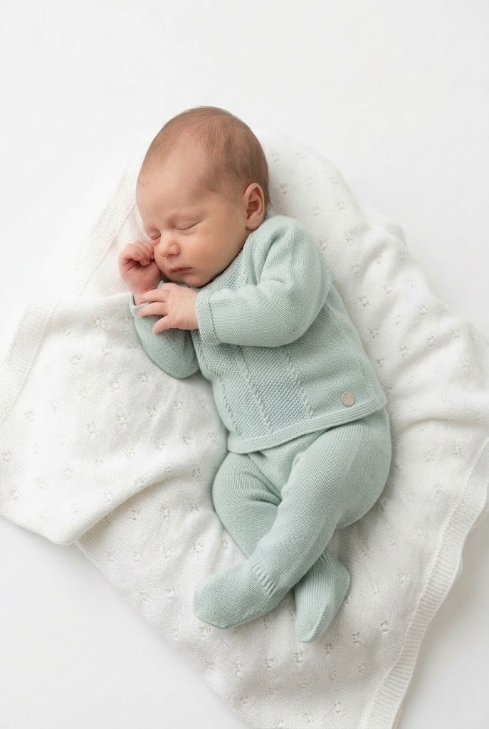 Conjunto Bebé Jubon y Polaina Verde Tiza Paz Rodriguez 103-103774 Conjunto de primera puesta para bebé con jubón y polaina en color verde tiza de la marca Paz Rodríguez, ideal para la canastilla del hospital.