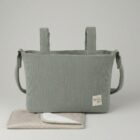 Bolsa canastilla de pana tipo mochila en tono menta de la marca Walking Mum, ideal para paseos urbanos y para el carrito.
